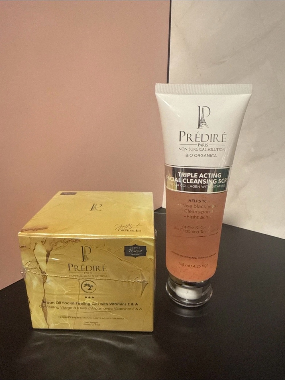 Prédiré Triple Acting Facial Cleansing Scrub and peel set - Pink